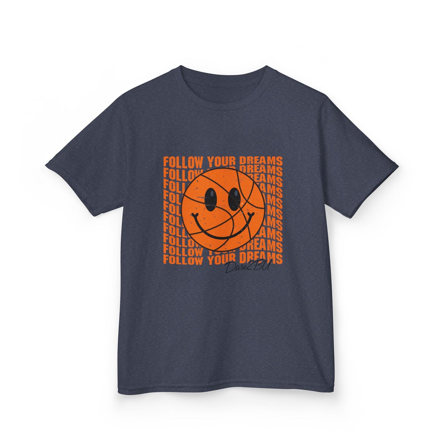 Kids Tee — 'Follow Your Dreams' Smiley Basketball Graphic