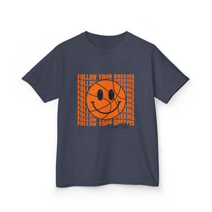 Kids Tee — 'Follow Your Dreams' Smiley Basketball Graphic