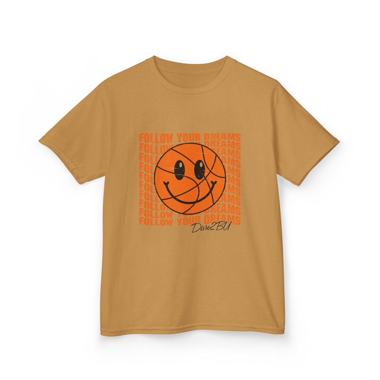 Kids Tee — 'Follow Your Dreams' Smiley Basketball Graphic