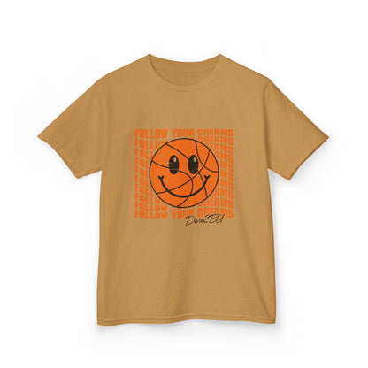 Kids Tee — 'Follow Your Dreams' Smiley Basketball Graphic