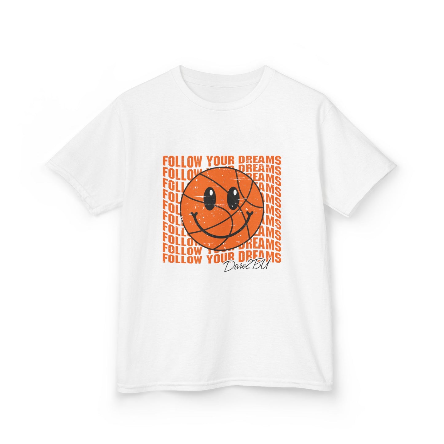 Kids Tee — 'Follow Your Dreams' Smiley Basketball Graphic