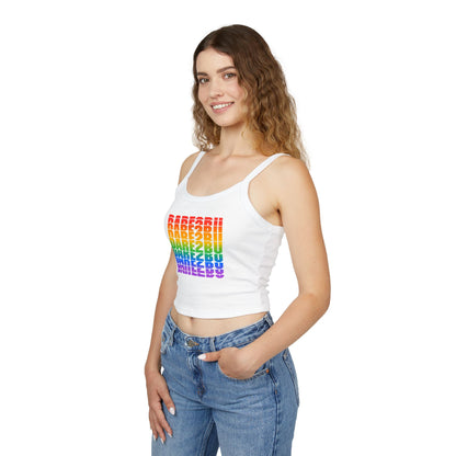 Rainbow Babe Crop Tank Top — Pride Graphic Women's Spaghetti Strap