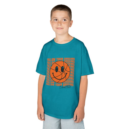 Kids Tee — 'Follow Your Dreams' Smiley Basketball Graphic