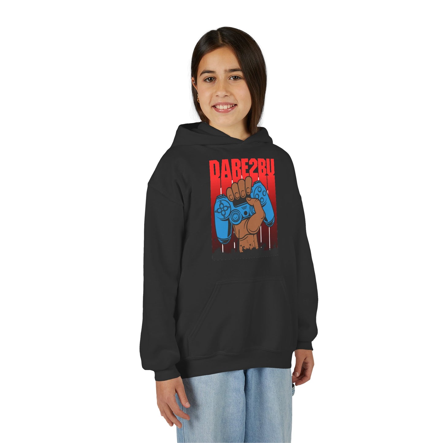 Gaming Fist Youth Hoodie – 'DARE2BU' Controller Graphic Sweatshirt