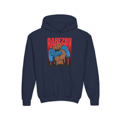 Gaming Fist Youth Hoodie – 'DARE2BU' Controller Graphic Sweatshirt