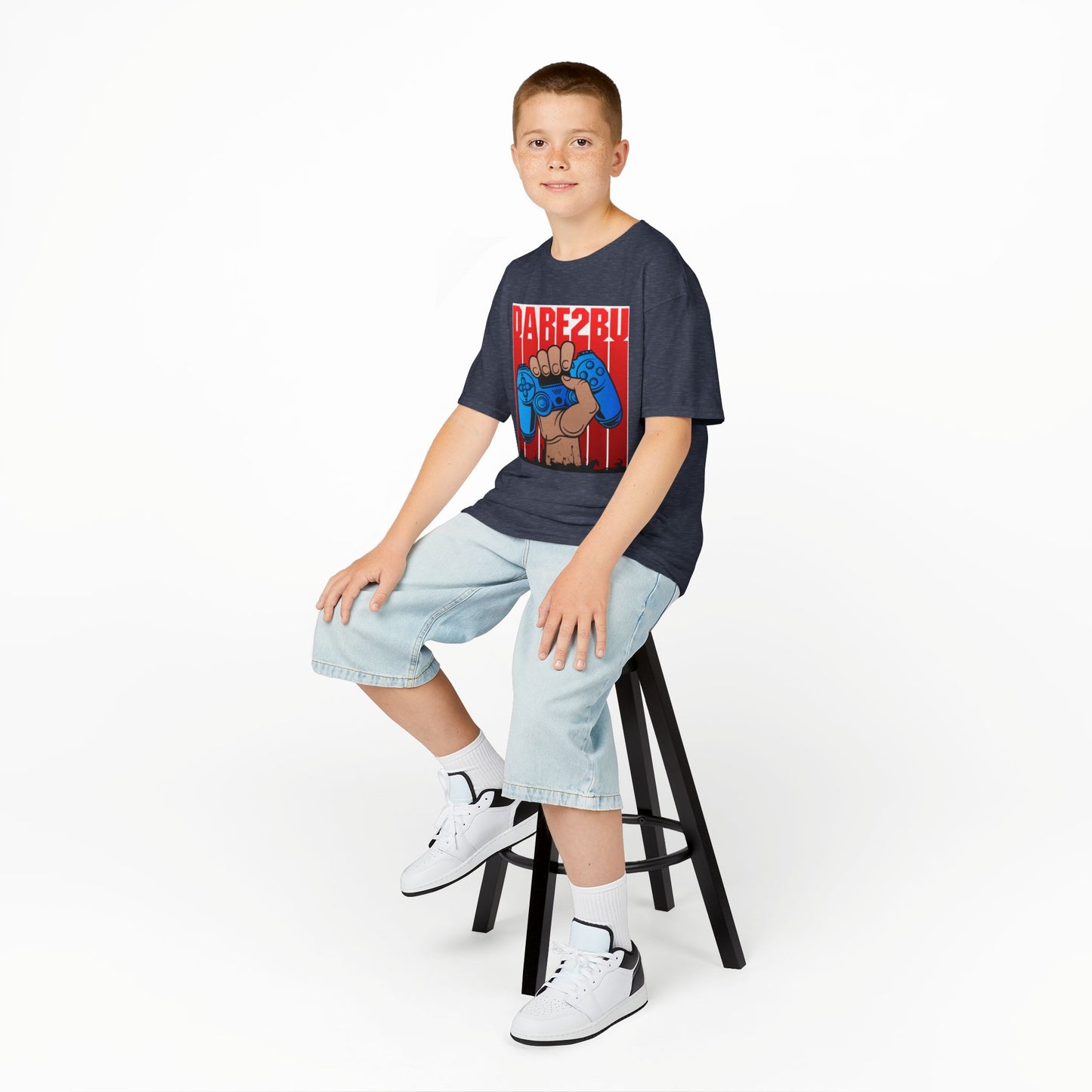 Kids Tee — "Game2Be" Fist with Blue Controllers Graphic
