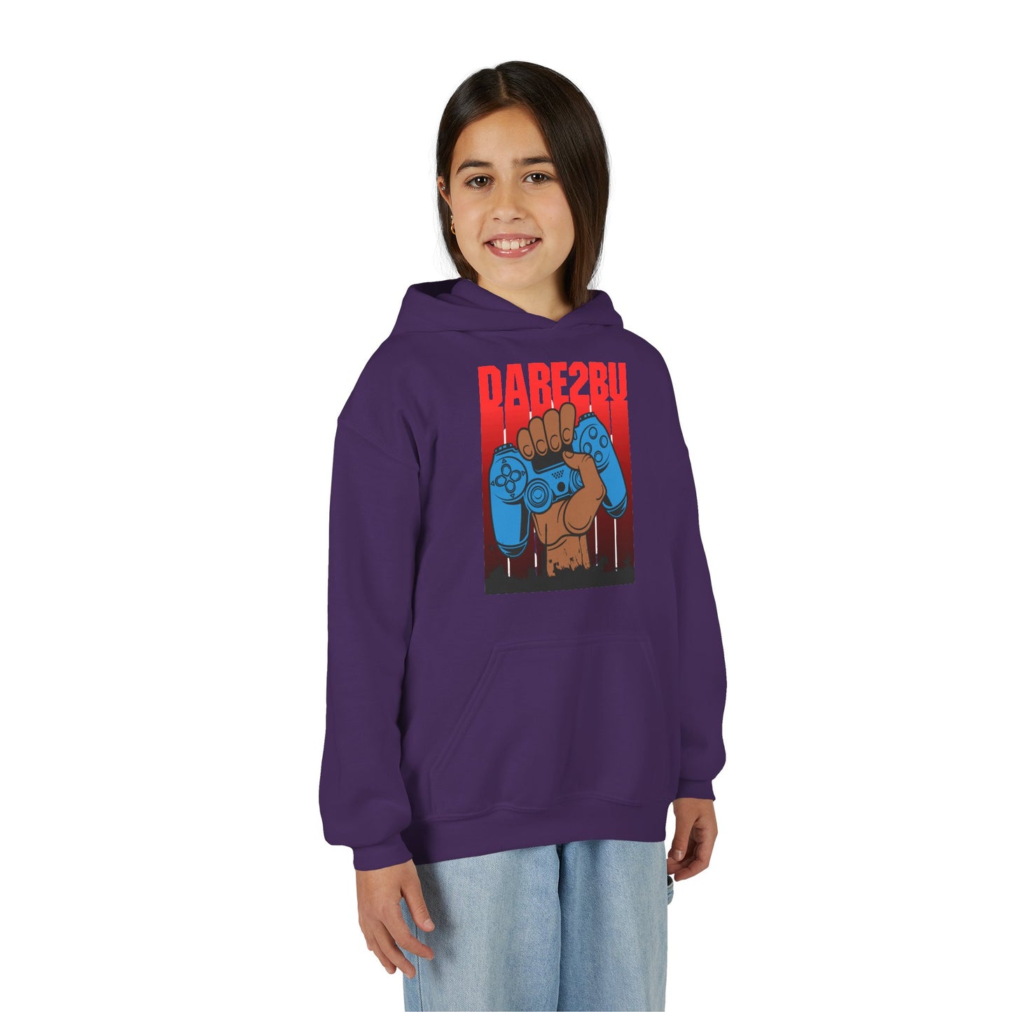 Gaming Fist Youth Hoodie – 'DARE2BU' Controller Graphic Sweatshirt