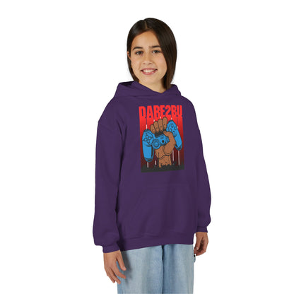 Gaming Fist Youth Hoodie – 'DARE2BU' Controller Graphic Sweatshirt