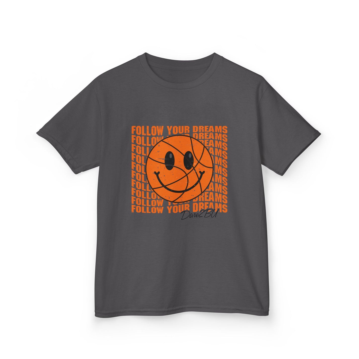 Kids Tee — 'Follow Your Dreams' Smiley Basketball Graphic
