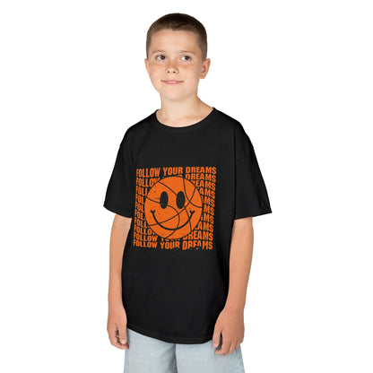 Kids Tee — 'Follow Your Dreams' Smiley Basketball Graphic