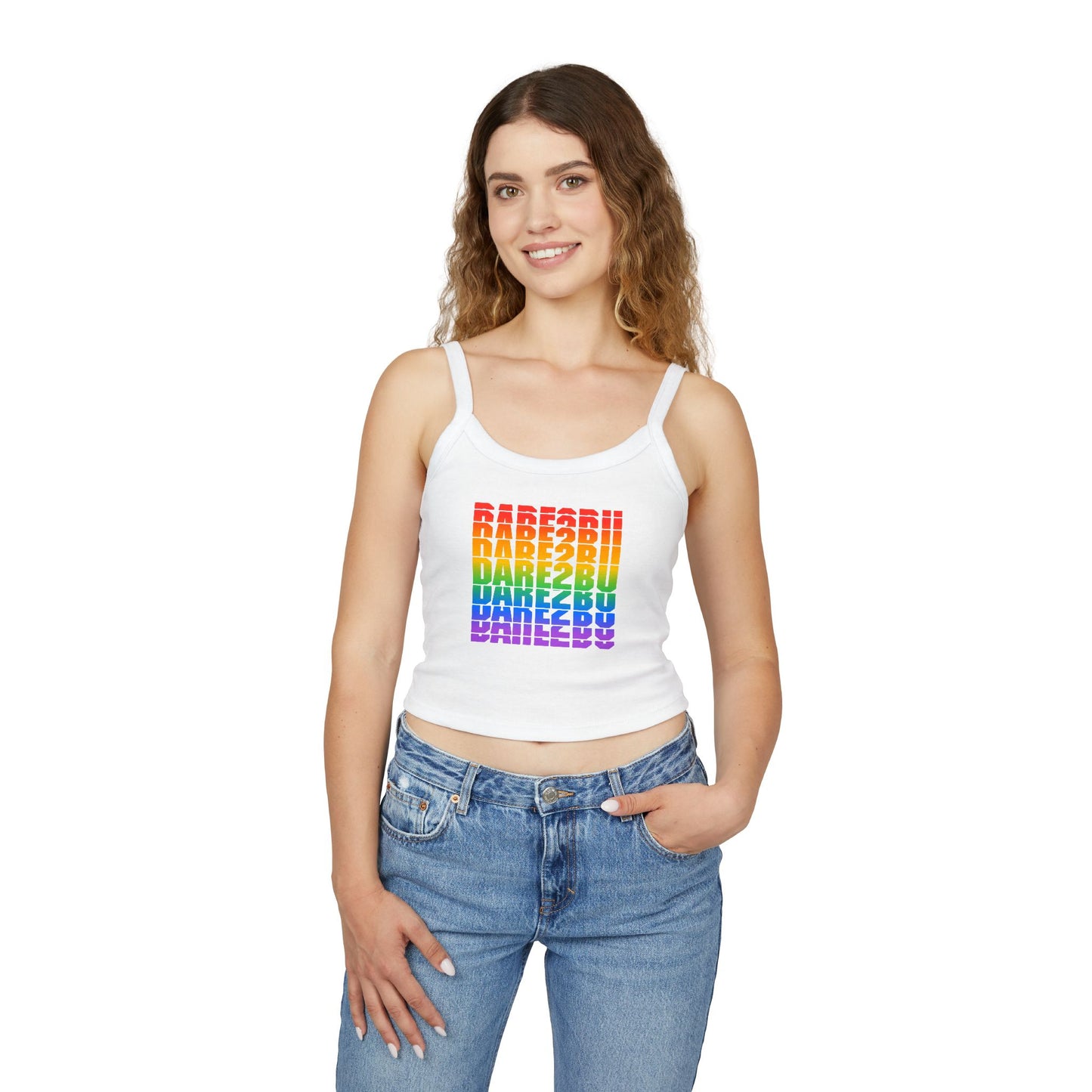Rainbow Babe Crop Tank Top — Pride Graphic Women's Spaghetti Strap