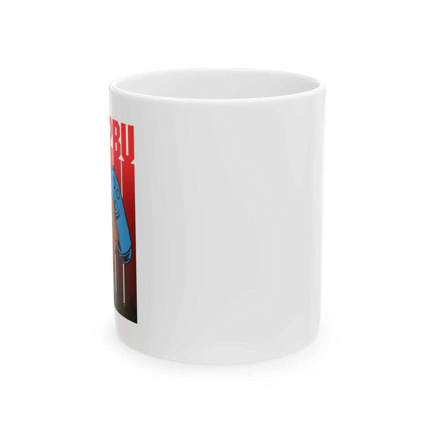 Gamer Fist Ceramic Mug — Blue Controller 'RARE2BU' Retro Gaming Coffee Cup (11oz/15oz)