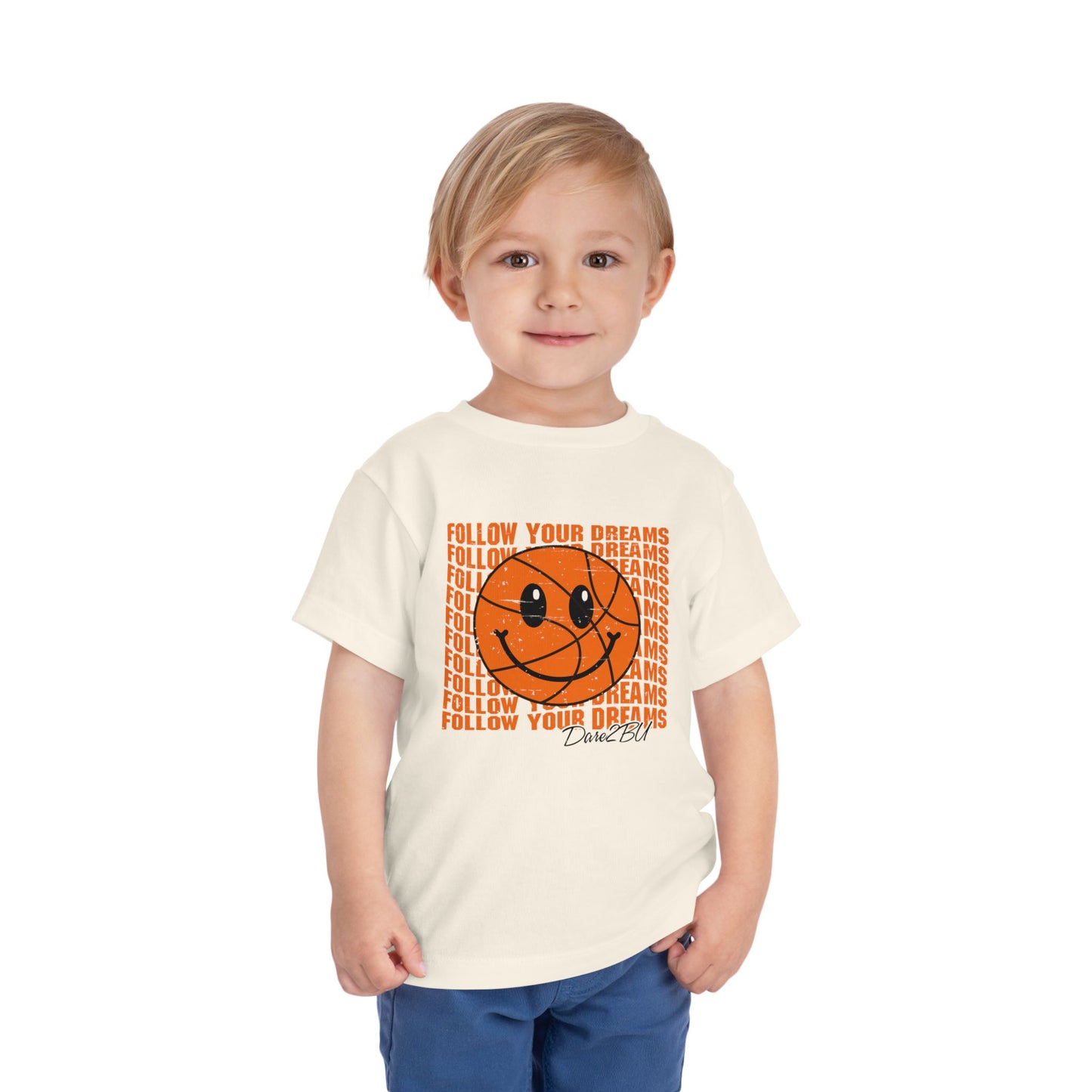 Toddler Tee — 'Follow Your Dreams' Smiley Basketball Graphic