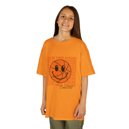 Kids Tee — 'Follow Your Dreams' Smiley Basketball Graphic