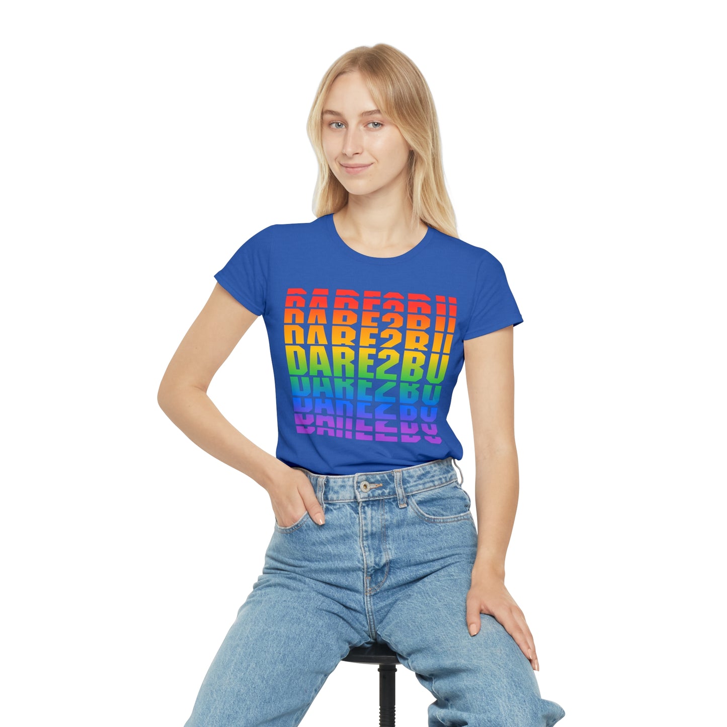 Rainbow 'DARE2BU' Women's T-Shirt — Pride Motivational Graphic Tee
