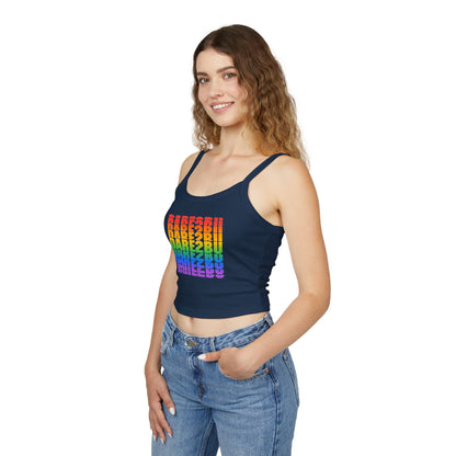 Rainbow Babe Crop Tank Top — Pride Graphic Women's Spaghetti Strap