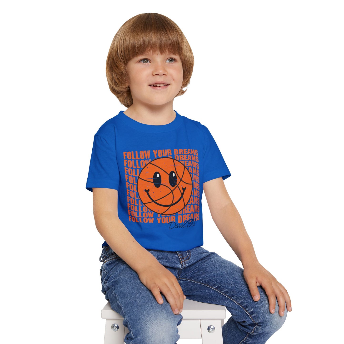 Toddler T-Shirt — 'Follow Your Dreams' Smiley Basketball Graphic