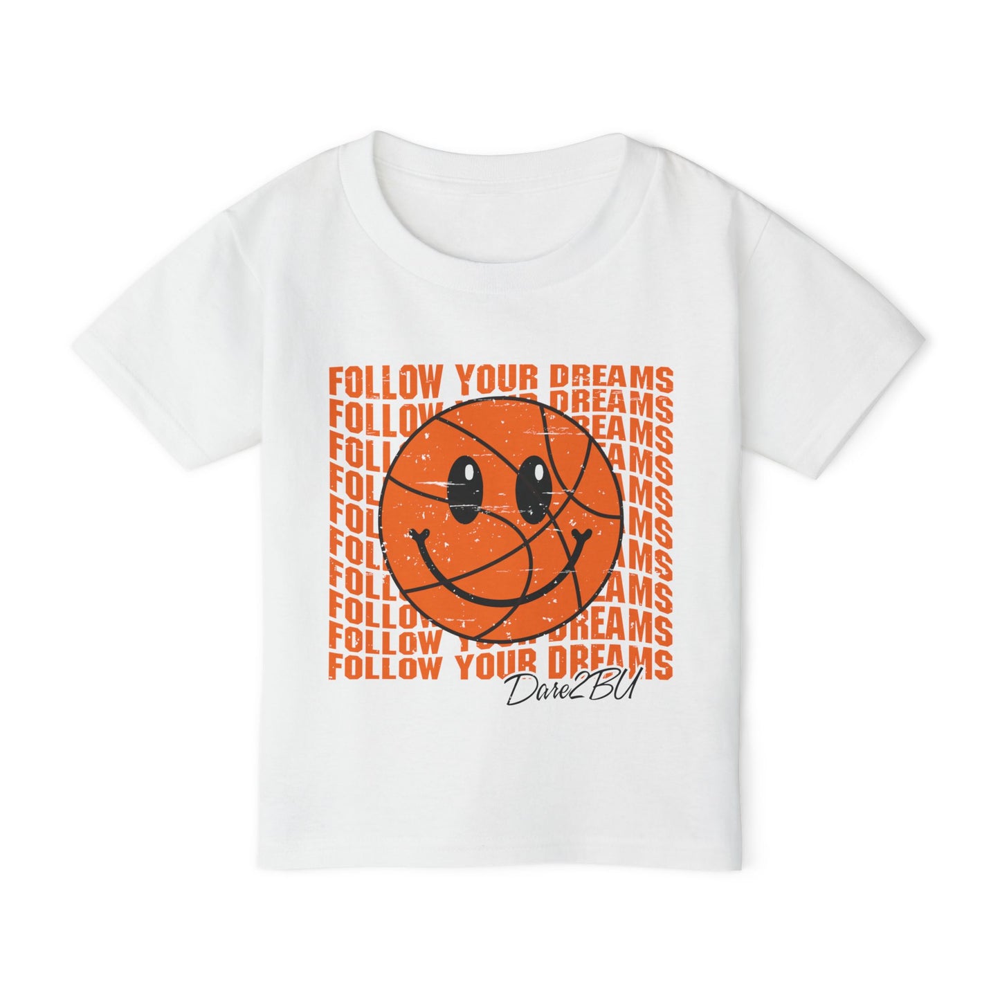 Toddler T-Shirt — 'Follow Your Dreams' Smiley Basketball Graphic