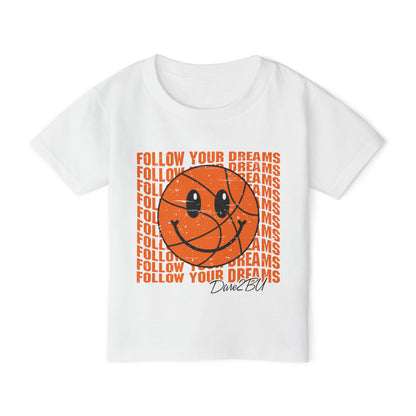 Toddler T-Shirt — 'Follow Your Dreams' Smiley Basketball Graphic