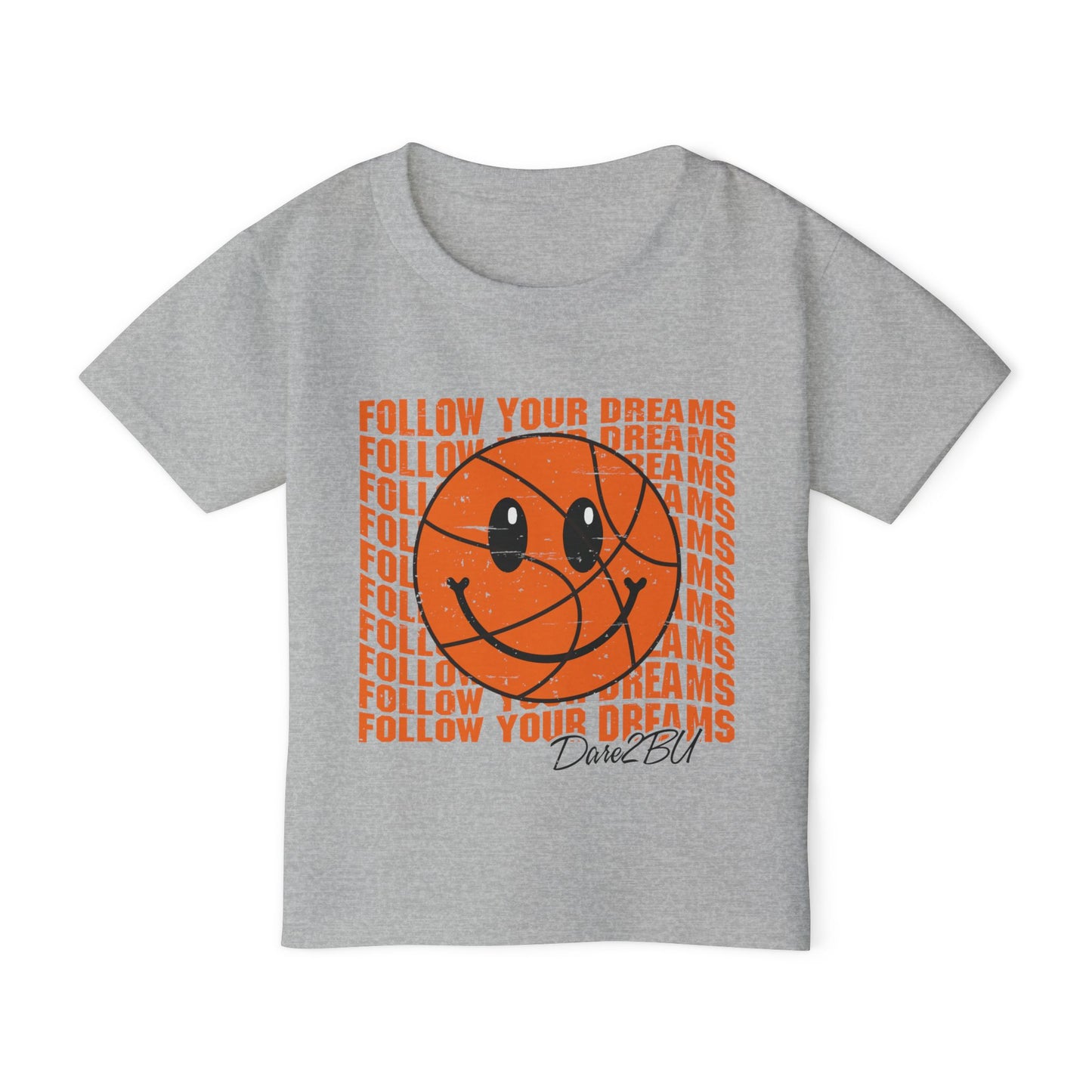 Toddler T-Shirt — 'Follow Your Dreams' Smiley Basketball Graphic