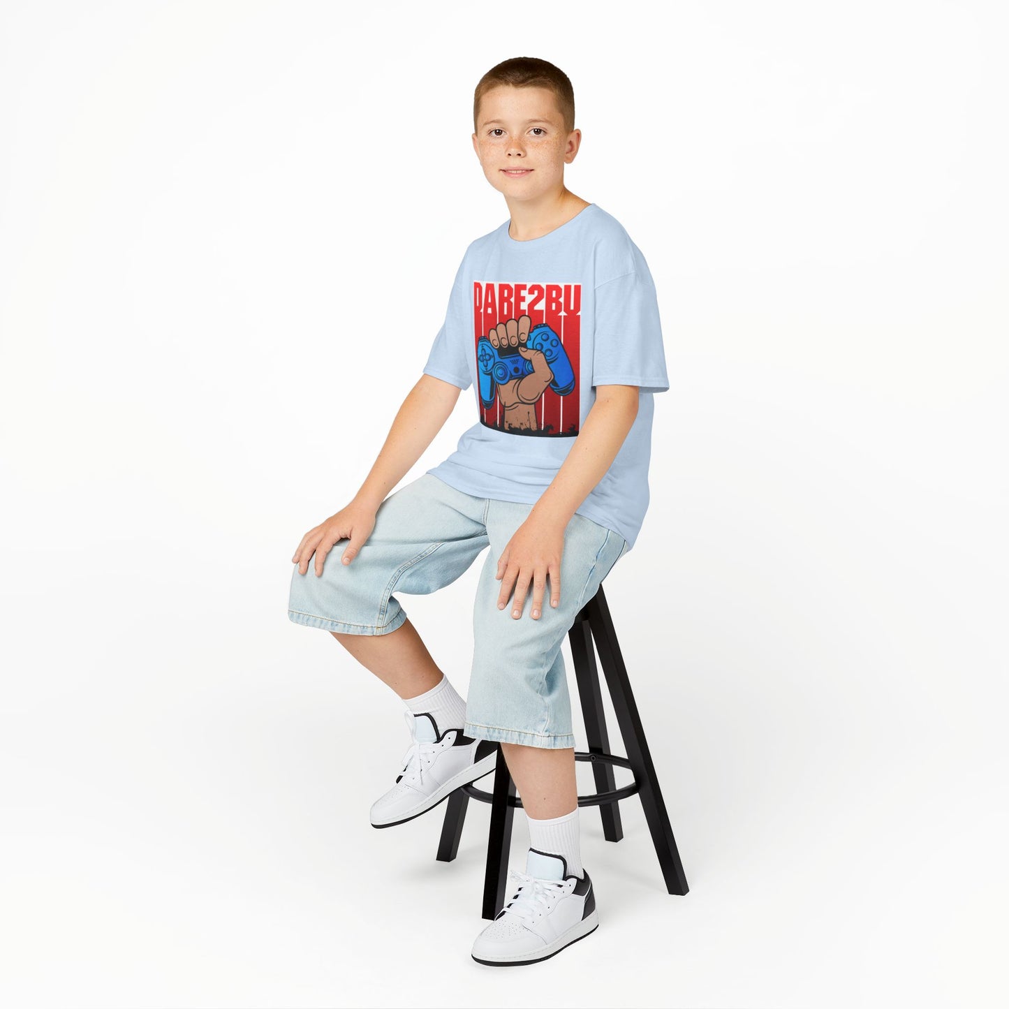 Kids Tee — "Game2Be" Fist with Blue Controllers Graphic
