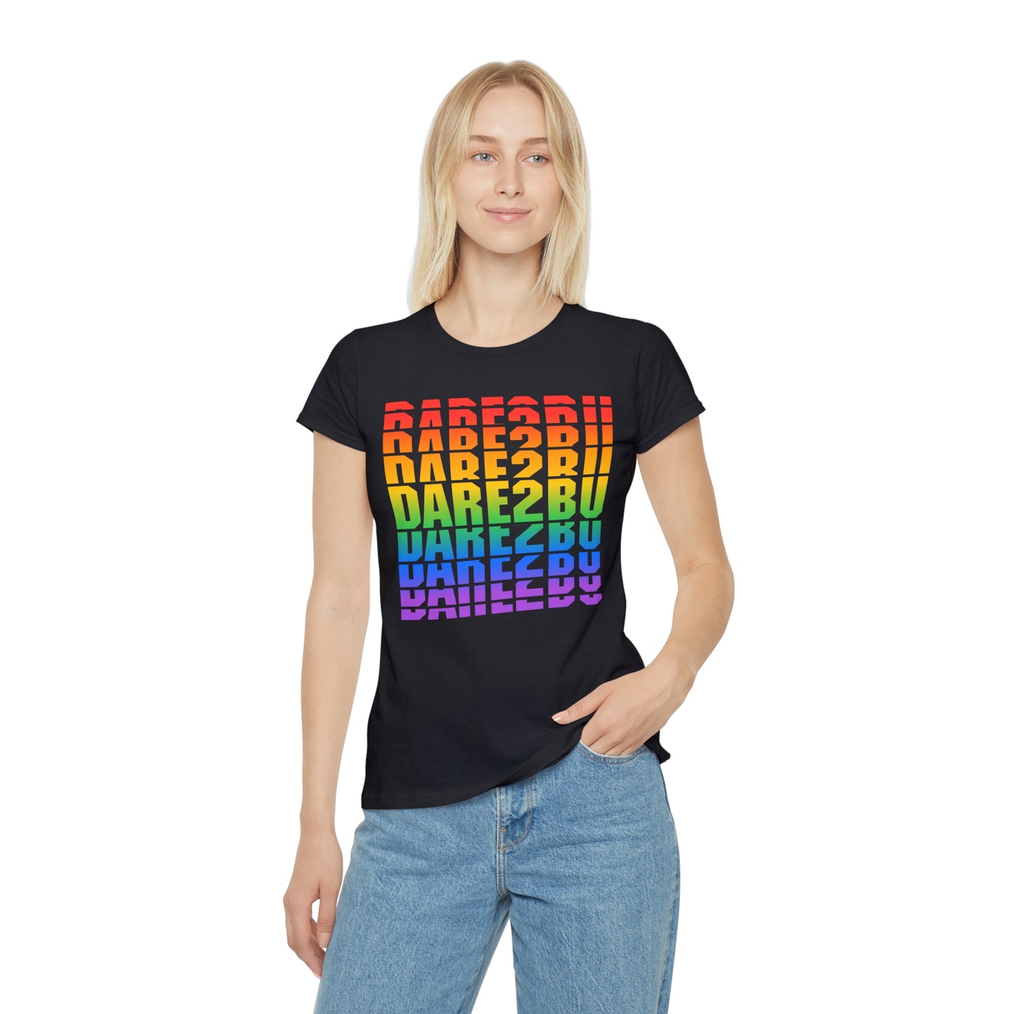 Rainbow 'DARE2BU' Women's T-Shirt — Pride Motivational Graphic Tee