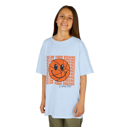 Kids Tee — 'Follow Your Dreams' Smiley Basketball Graphic