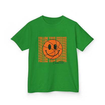 Kids Tee — 'Follow Your Dreams' Smiley Basketball Graphic