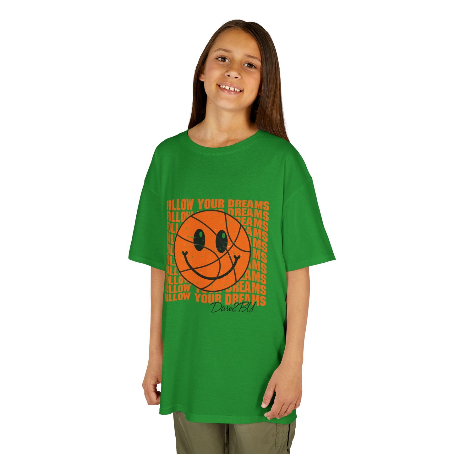 Kids Tee — 'Follow Your Dreams' Smiley Basketball Graphic