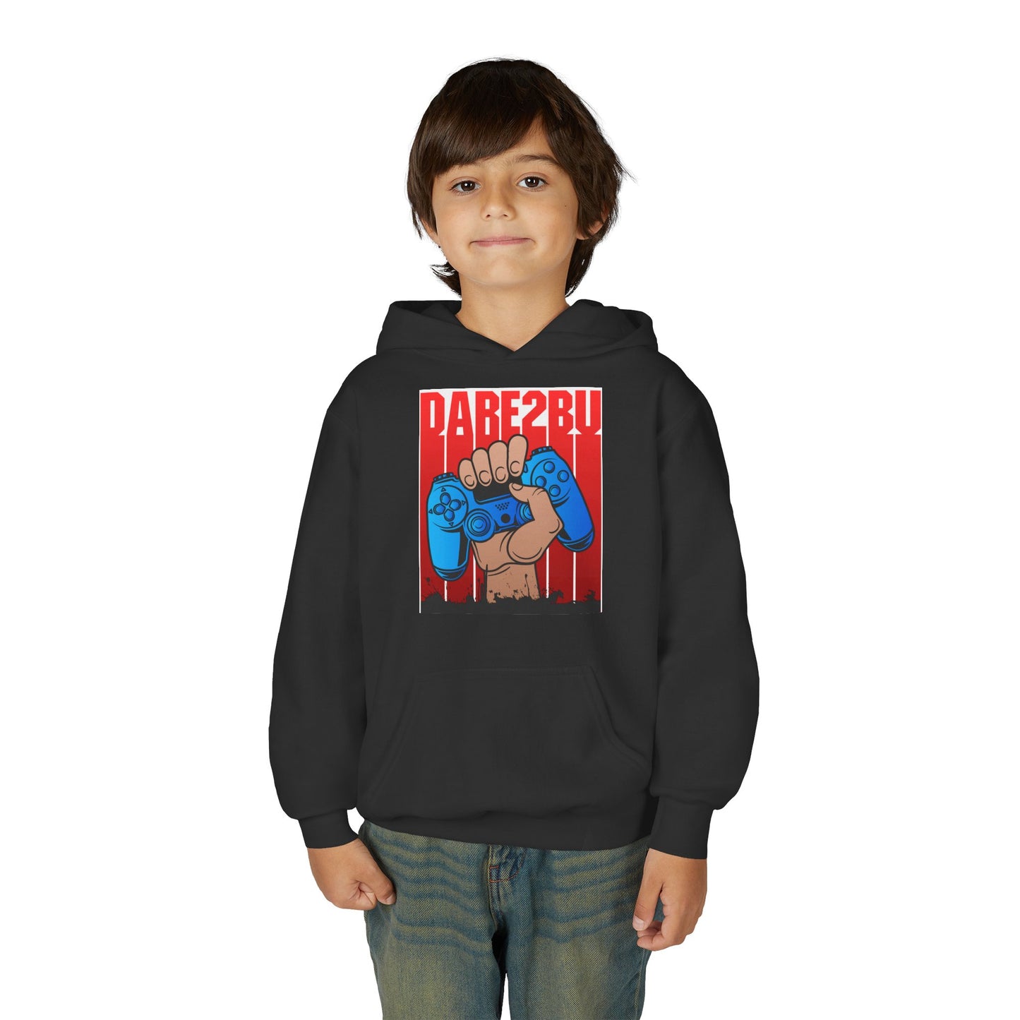 Gaming Fist Youth Hoodie – 'DARE2BU' Controller Graphic Sweatshirt