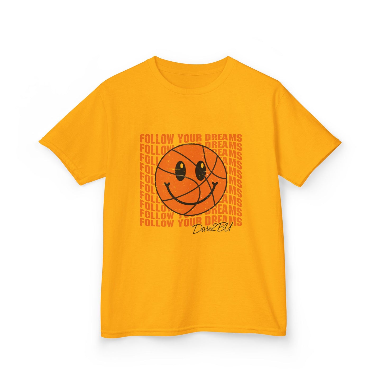 Kids Tee — 'Follow Your Dreams' Smiley Basketball Graphic