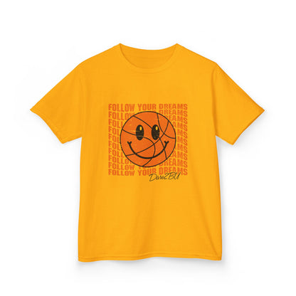 Kids Tee — 'Follow Your Dreams' Smiley Basketball Graphic