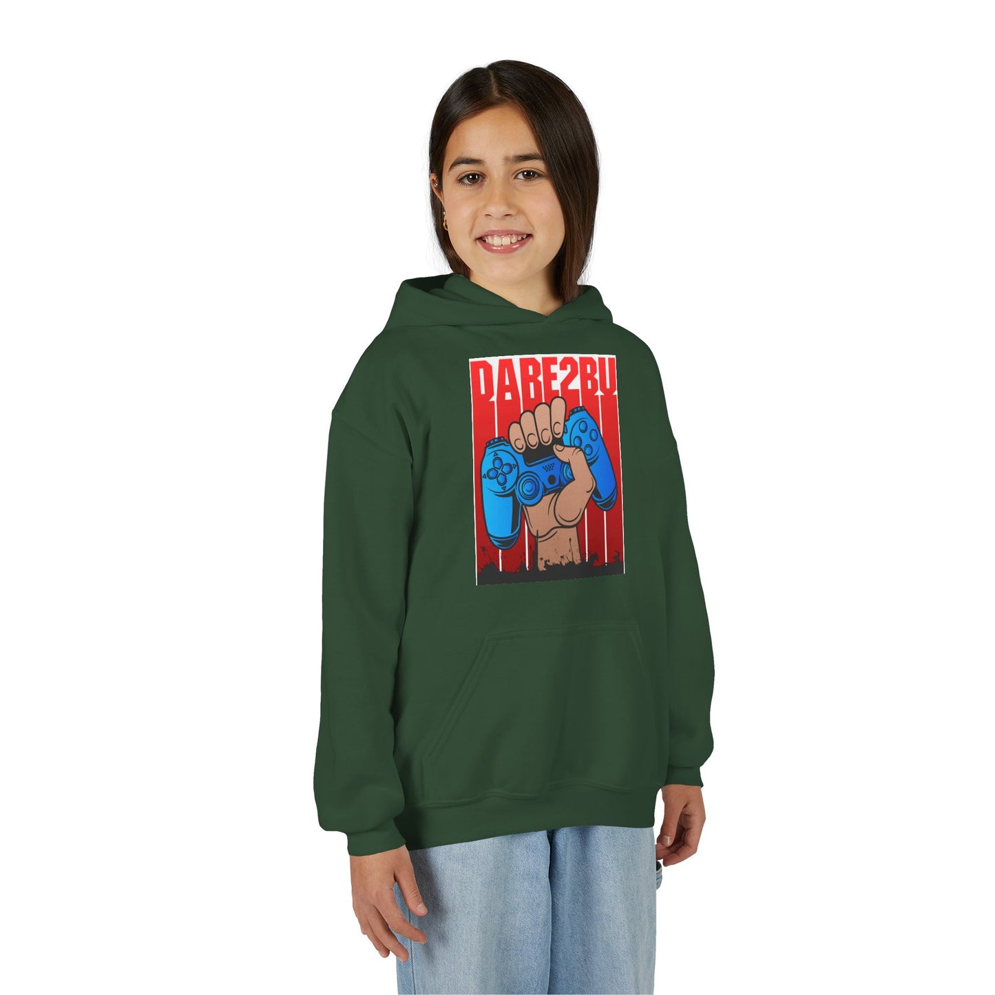 Gaming Fist Youth Hoodie – 'DARE2BU' Controller Graphic Sweatshirt