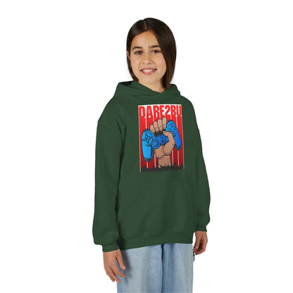 Gaming Fist Youth Hoodie – 'DARE2BU' Controller Graphic Sweatshirt