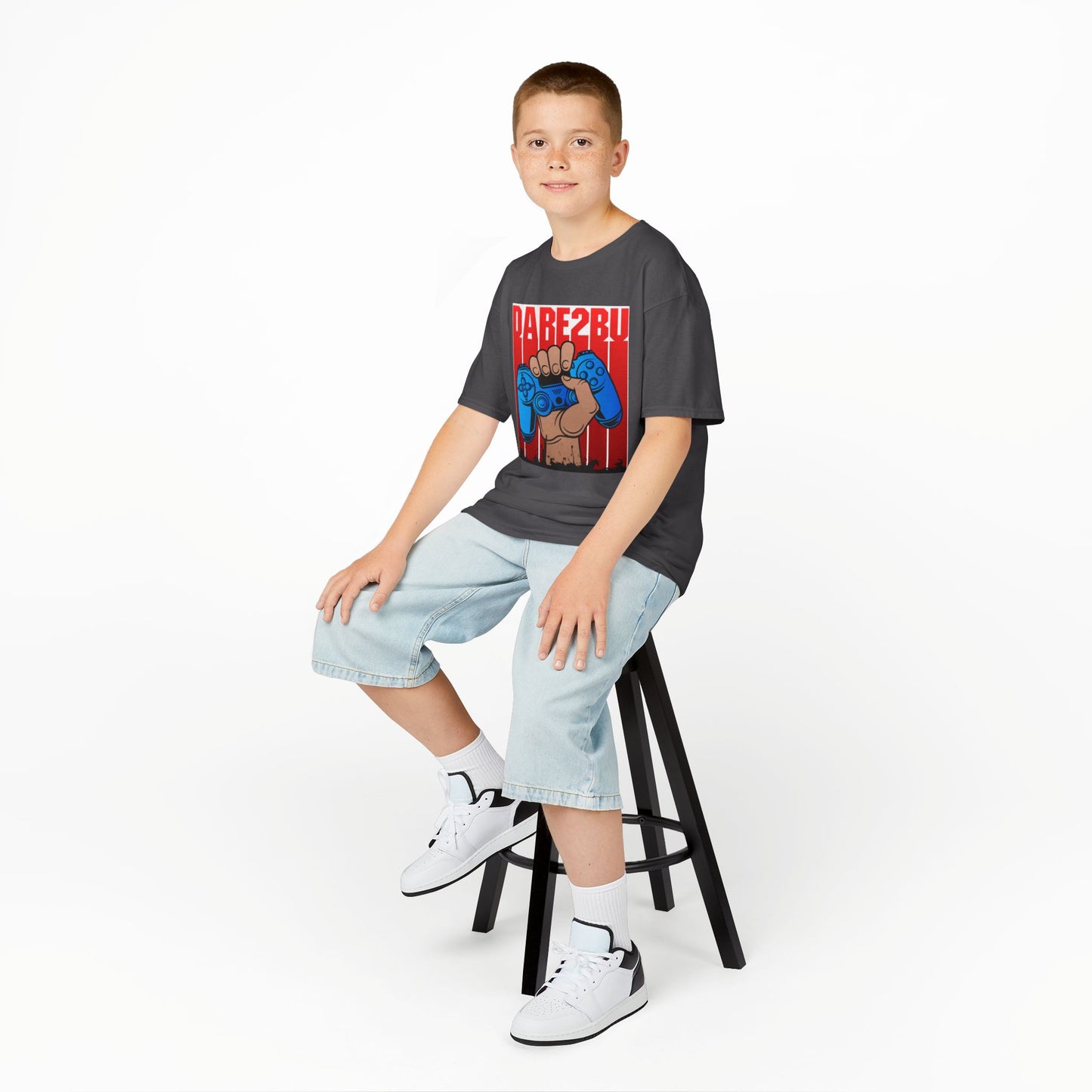 Kids Tee — "Game2Be" Fist with Blue Controllers Graphic