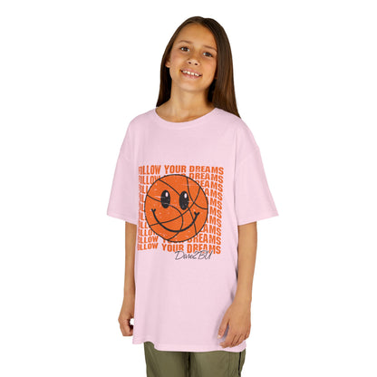 Kids Tee — 'Follow Your Dreams' Smiley Basketball Graphic