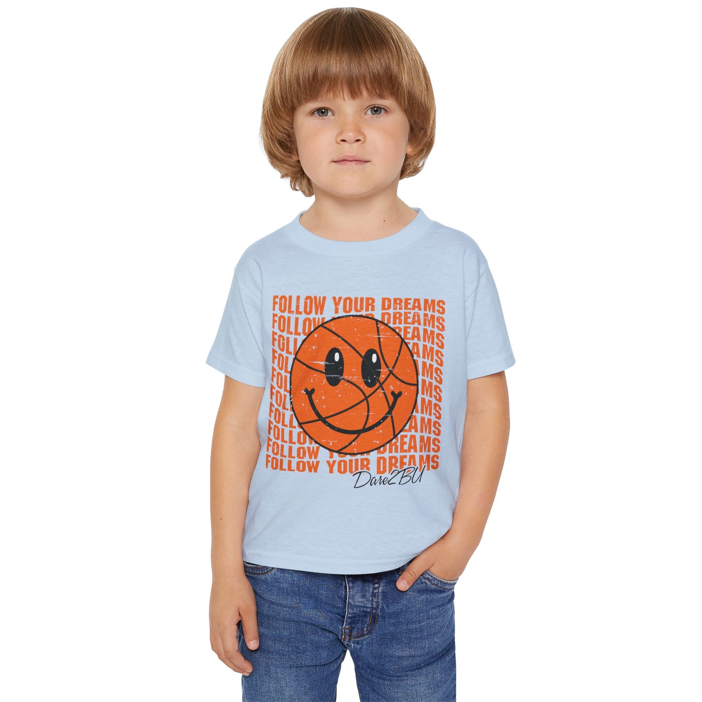 Toddler T-Shirt — 'Follow Your Dreams' Smiley Basketball Graphic