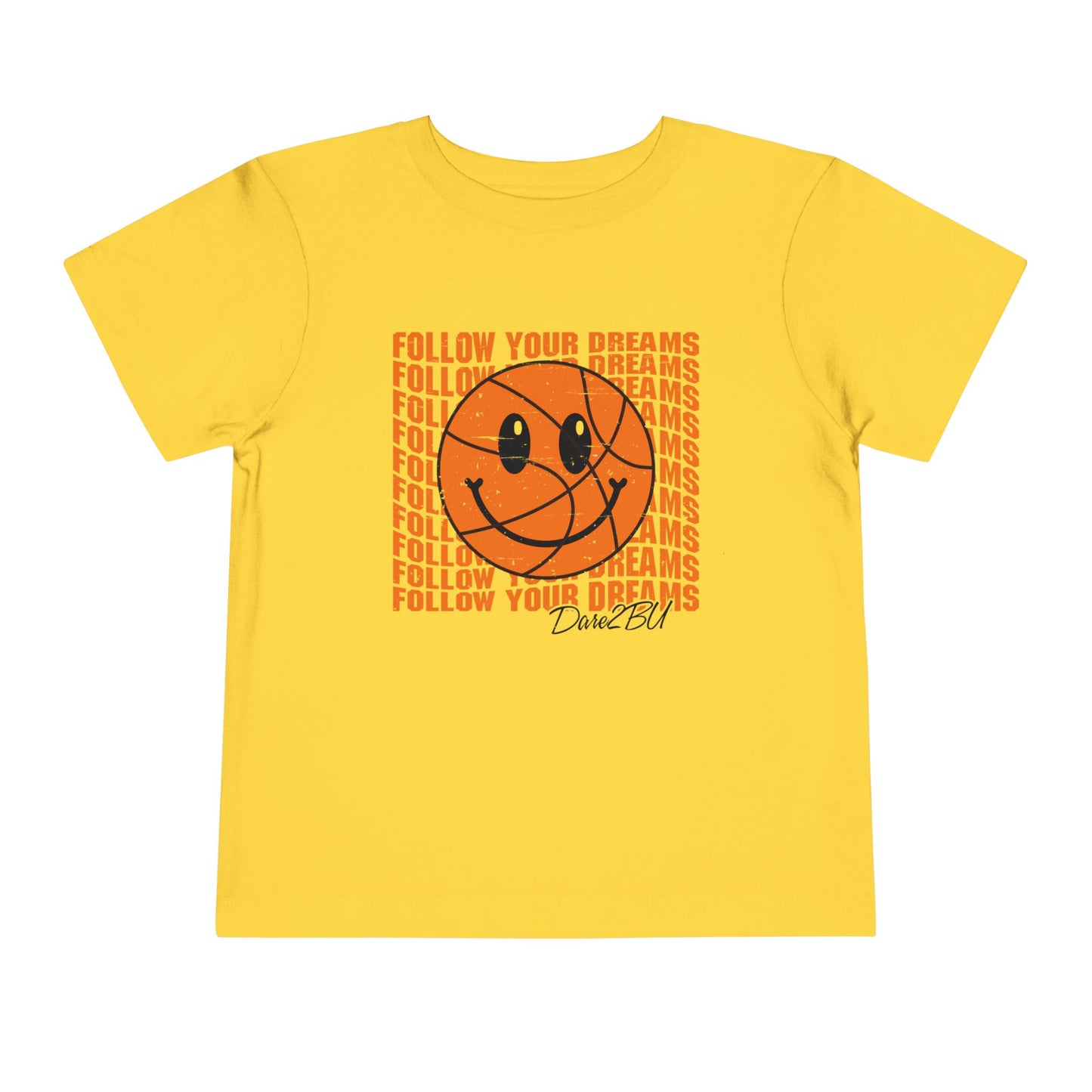 Toddler Tee — 'Follow Your Dreams' Smiley Basketball Graphic