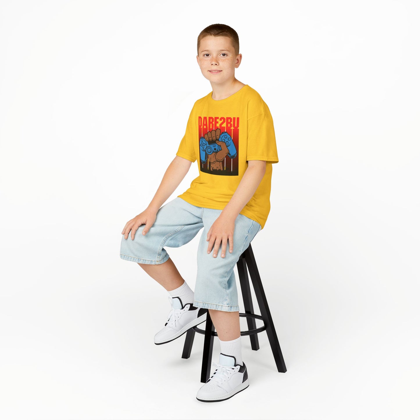 Kids Tee — "Game2Be" Fist with Blue Controllers Graphic