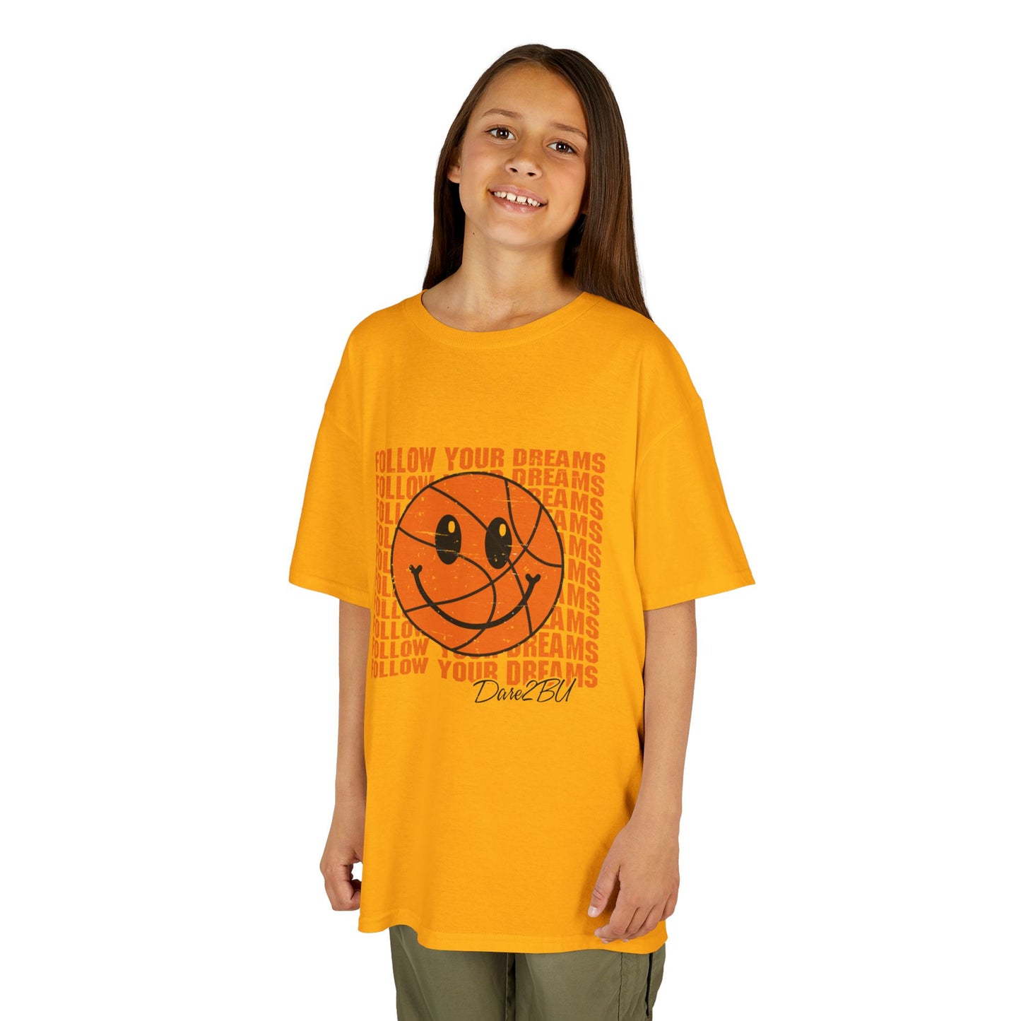 Kids Tee — 'Follow Your Dreams' Smiley Basketball Graphic