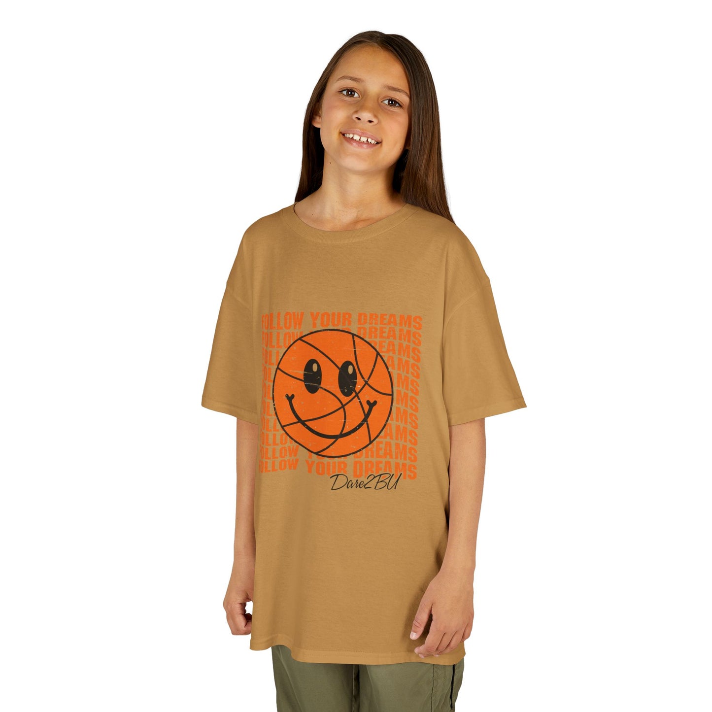 Kids Tee — 'Follow Your Dreams' Smiley Basketball Graphic