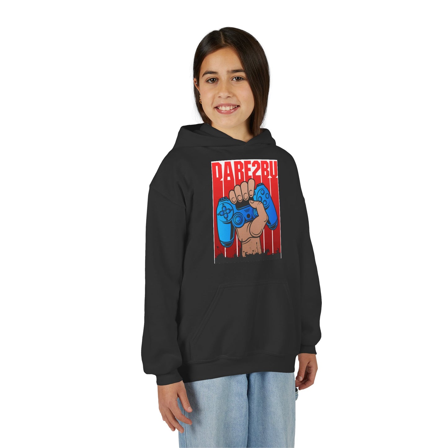 Gaming Fist Youth Hoodie – 'DARE2BU' Controller Graphic Sweatshirt