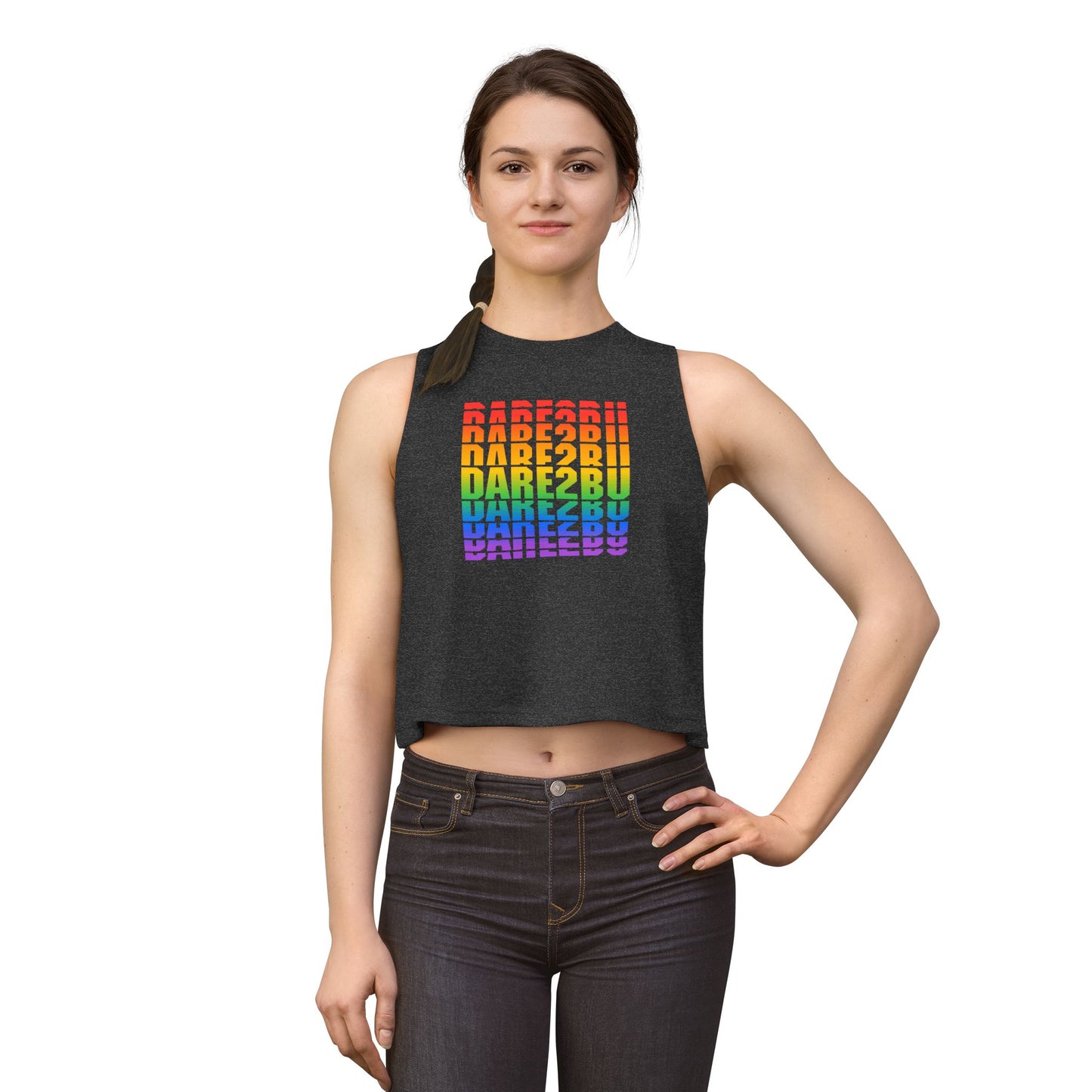 Crop Top — "DARE2BU" Rainbow Pride Graphic Tank