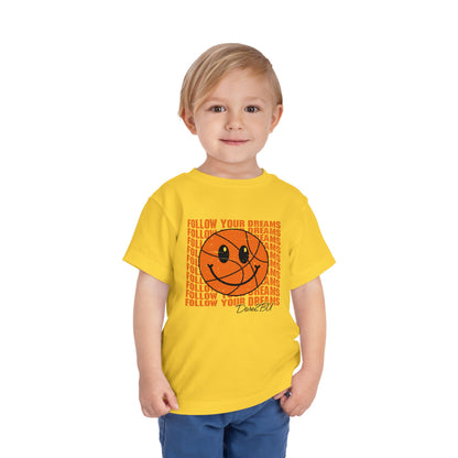 Toddler Tee — 'Follow Your Dreams' Smiley Basketball Graphic
