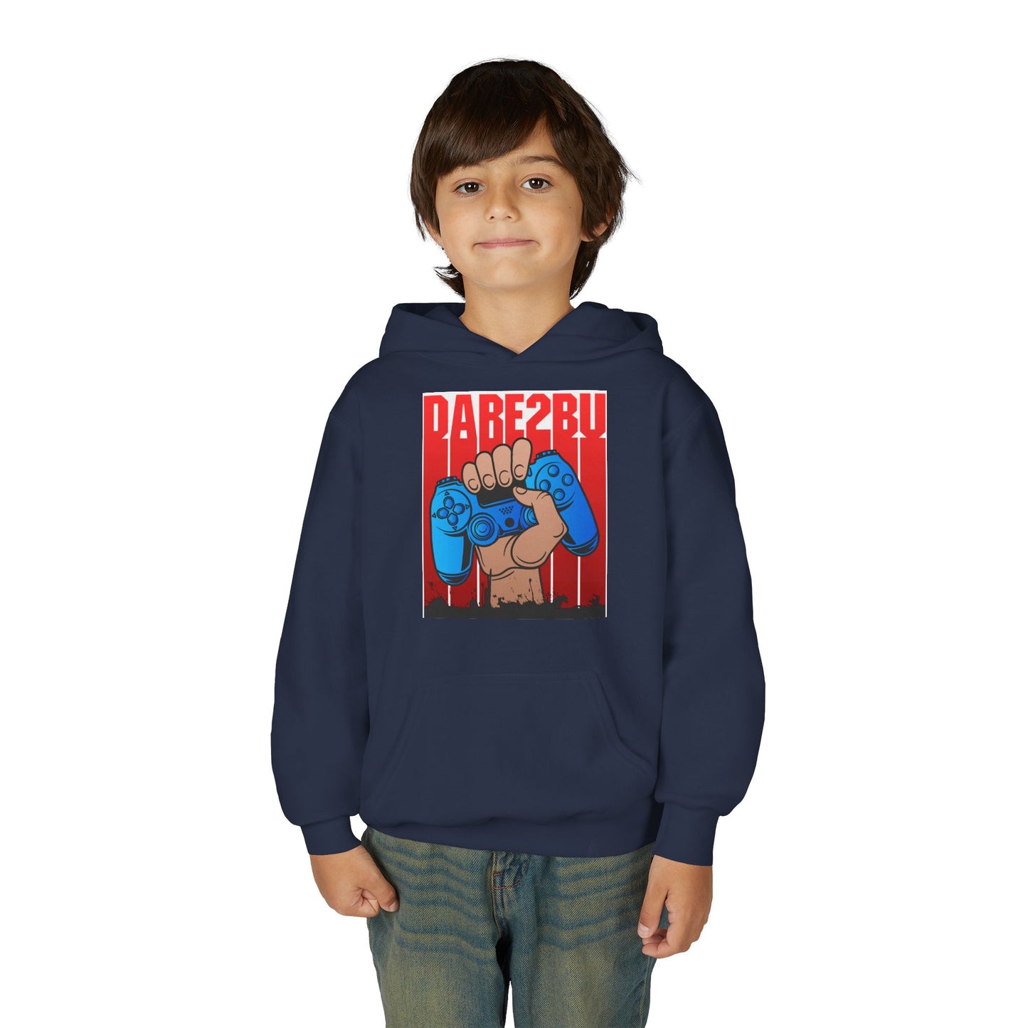 Gaming Fist Youth Hoodie – 'DARE2BU' Controller Graphic Sweatshirt