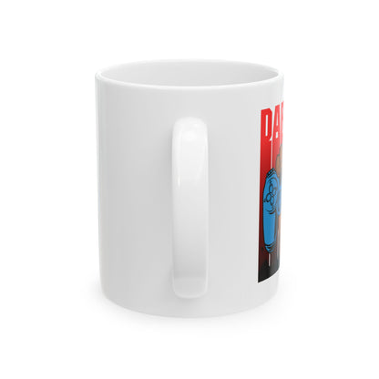 Gamer Fist Ceramic Mug — Blue Controller 'RARE2BU' Retro Gaming Coffee Cup (11oz/15oz)