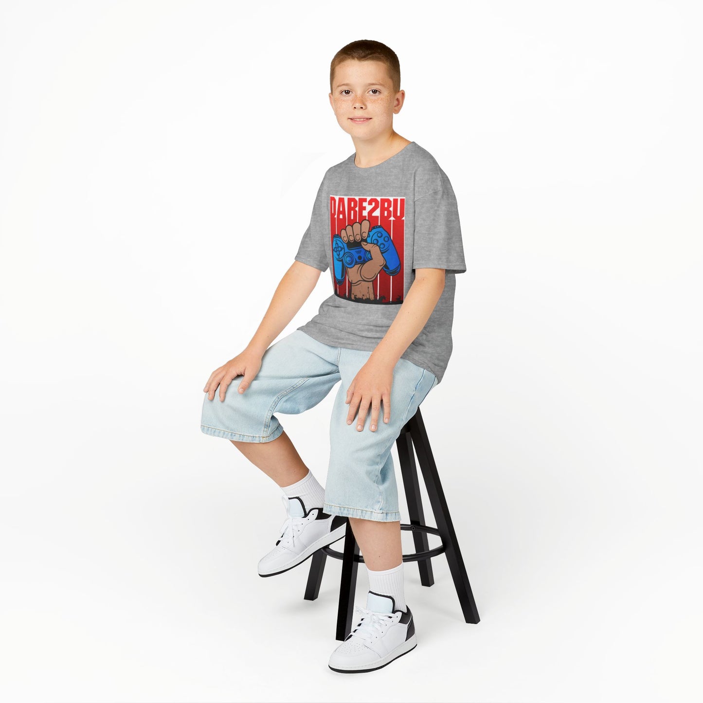 Kids Tee — "Game2Be" Fist with Blue Controllers Graphic