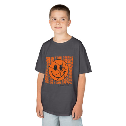 Kids Tee — 'Follow Your Dreams' Smiley Basketball Graphic