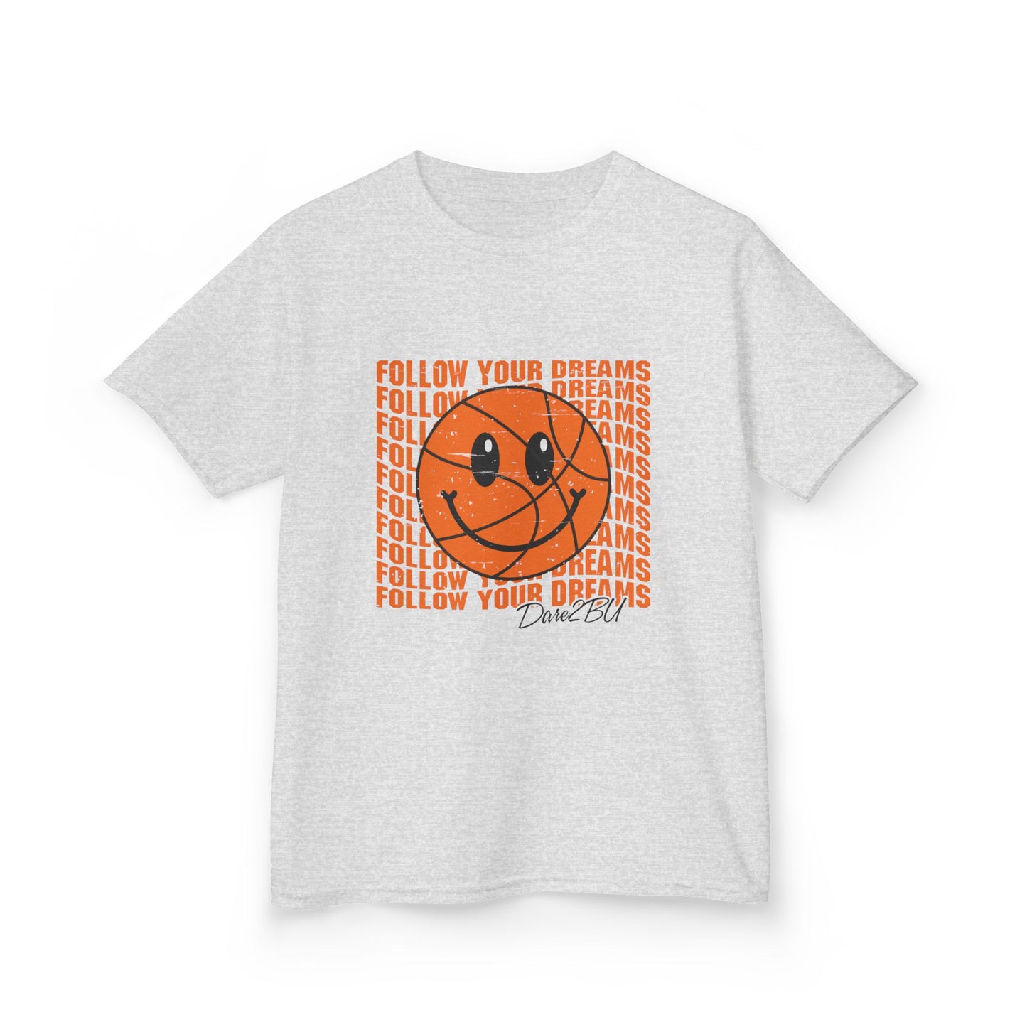 Kids Tee — 'Follow Your Dreams' Smiley Basketball Graphic