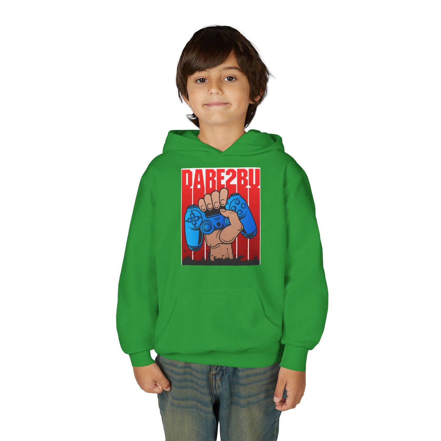 Gaming Fist Youth Hoodie – 'DARE2BU' Controller Graphic Sweatshirt